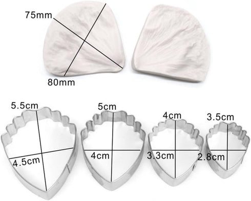 AK ART KITCHENWARE Peony Cutter & Veiner Cake Decorating Supplies Stainless Steel Cookie Cutter Silicone Veining Mold Gumpaste Making Tool A327&VM...