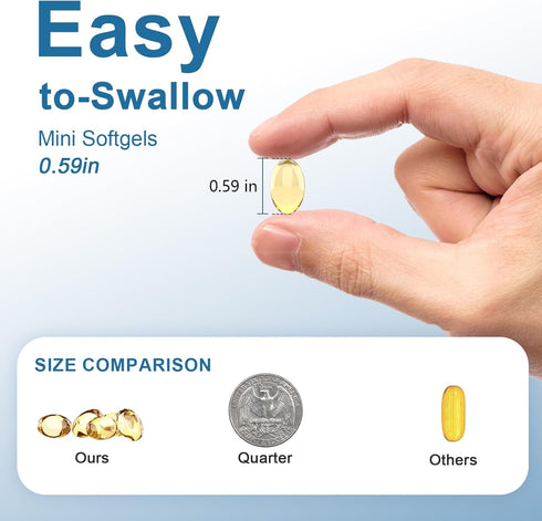 Fish-Oil Omega3-Fatty Acids-Supplement Small-Softgels - 180Count 1440mg for Healthy Heart Brain Eyes Support High EPA DHA Easy to Swallow...