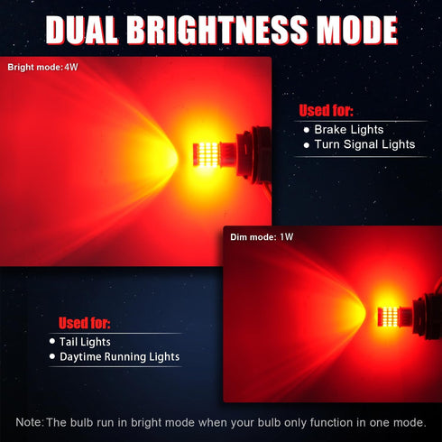 iBrightstar 1157 LED Bulb Red, BAY15D 2057 2357 7528 LED Brake Light Bulbs Super Bright for Rear Brake Lights and Tail Lights, 2 Pack...