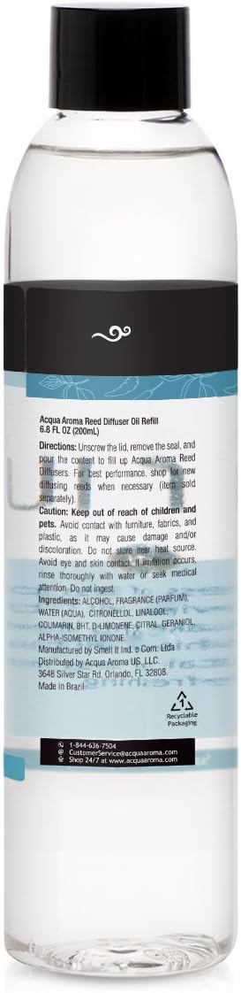 Acqua Aroma Summit (Sandal and Cedarwood) Reed Diffuser Oil Refill 6.8 FL OZ (200ml) Contains Essencial Oils...