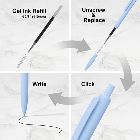 Black Gel Pens Fine Point Smooth Writing Pens Bulk, Soft Touch Cute Pens Aesthetic School Supplies, 0.5mm Black Ink Pens for Journaling, Cute Offi...