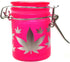 Airtight Glass Herb Mini Storage Jar with Clamping Lid in Choice of Design (Frosted Neon Pink/Silver Leaves)...