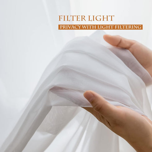 BUHUA White Sheer Curtains 63 Inches Long Rod Pocket Window Treatment Voile Panels 55" X 63" Length for Kitchen/Bedroom/Living Room Set of 2 Panel...