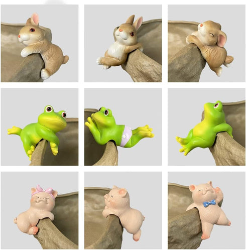 3Pcs Resin Hanging Climbing Frog Planter Pot Hanger Decorations Frog Flower Pot Resin Hanging Climbing Frog Animal Ornaments for Office Desk Home ...