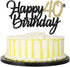 PALASASA Black Gold Glitter Happy Birthday cake topper - 40 Anniversary/Birthday Cake Topper Party Decoration (40th)...