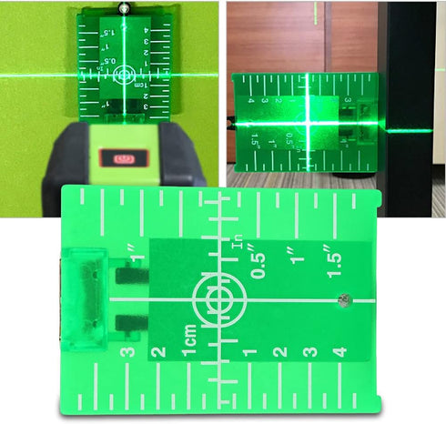 Laser Level Target Plate Double Scale Cross Line Laser Level Meter,Foldable Magnetic Floor Laser Target Card Plate(Green)...