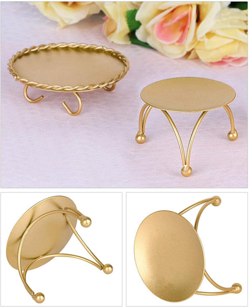 dedoot Candle Holder, Gold Candle Holders Set of 2 Decorative Handmade Iron Pillar Plate Candle Holder Centerpiece Fit LED & Wax Candles, Pedestal...