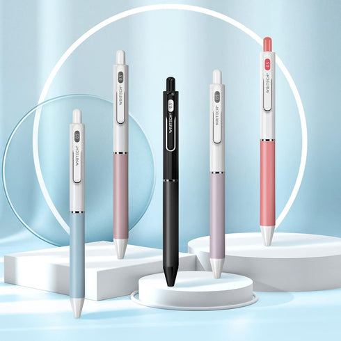 WRITECH Gel Pens Fine Point: 0.5mm 8 Black & 2 Red Ink Pen Set Clickable for Journaling Drawing Notetaking Bible Non Bleed 10ct Retractable Smooth...