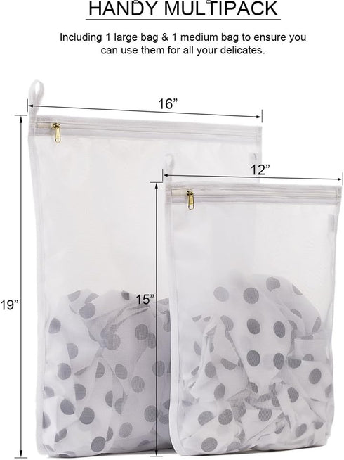 TENRAI Delicates Laundry Bags, Bra Fine Mesh Wash Bag for Underwear, Lingerie, Bra, Pantyhose, Socks, Use YKK Zipper, Have Hanger Loops (White, 1 ...