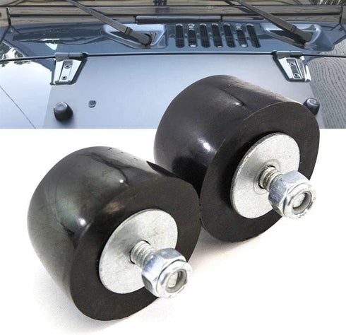 ELITEWILL 2 PC Hood Bumper Stops Fit for Jeep Wrangler 1987-2016 Cushion Stoppers Black Rubber...
