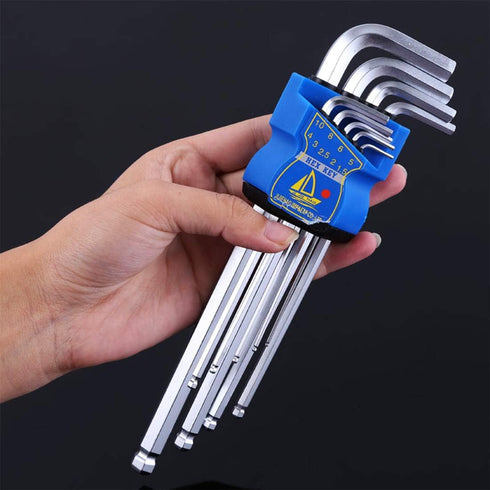 Extra Long Allen Key Set, Durable Hex Wrench Set, Spanner for Repairing/Assembling, Multifunctional Hand Tool/Daily Gadget, 9 PCS...