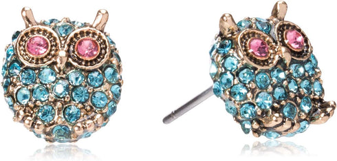 Betsey Johnson Pave Owl Stud Earrings...