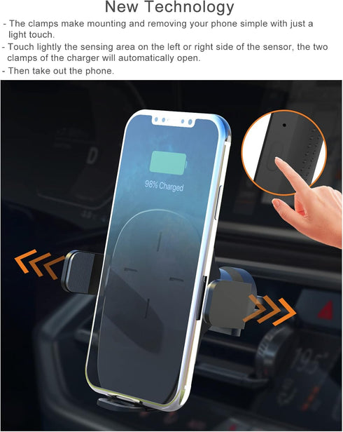 C3-Wireless-Car-Charger-SZSAGO 15W Fast Car Charging Auto Clamping Mount Windscreen Air Vent Mobile Phone Holder for iPhone 14/13/12/12 Pro Max/11...