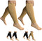 Footless 15-20 mmHg Zipper Compression Leg Calf Shin Sleeve 2 Pairs (Beige Combo, 4X-Large)...
