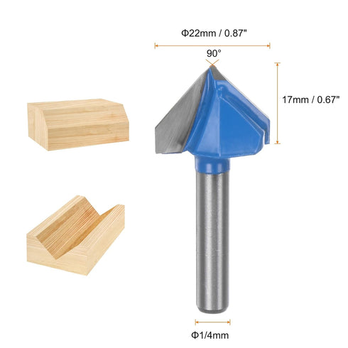 Router Bits 7/8" Dia 1/4" Shank 90 Degree V Type End Mill Carbide for Woodworking Carpentry Engraving Edge Trimmer Cutter Tools...