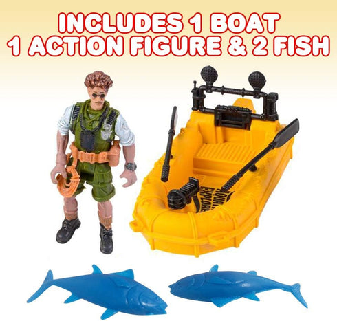 ArtCreativity Small Aquatic Play Set for Kids, Cool Playset with Action Figure, Floating Boat, and 2 Fish, Fun Bathtub Toys for Kids, Great Birthd...