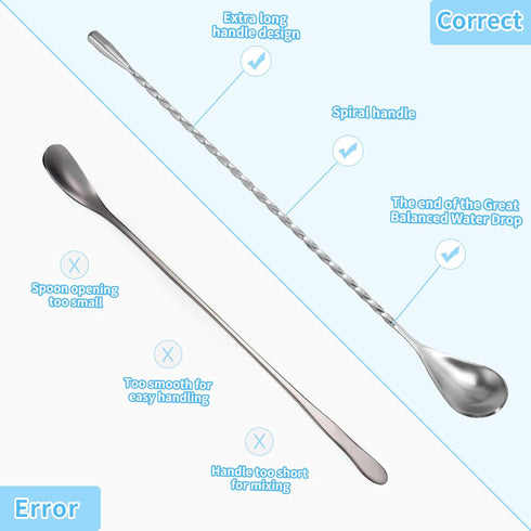 2 Pcs 12 Inch Bar Mixing Spoon Cocktail Spoon Stainless Steel Bar Long Spoon With Spiral Pattern...