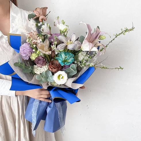 WAFJAMF 20 Sheets Flower Wrapping Paper, Golden Edge Waterproof Flower Bouquet Paper, Florist Supplies Packaging Paper for Wedding Birthday Gift D...