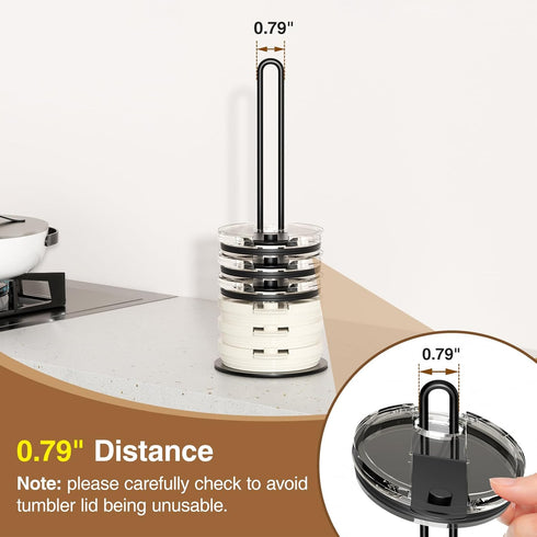 Tumbler Lid Organizer 2 Pack(0.79" Width): Holding Up to 11 lids - Metal Holder with 10 Inches of Vertical Space for Kitchen Cabinet Countertop St...