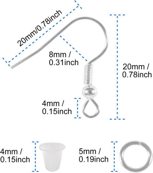 300PCS Earring Hooks for Jewelry,Earring Making Kit Hypoallergenic Earring Hooks,Fish Hook Earrings with Jump Rings and Earring Backs for DIY Jewe...