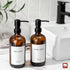 GMISUN Amber Glass Soap Dispenser, 2 Pack Bathroom Hand Soap Dispensers with Stainless Steel Pump, 17 Fl Oz Kitchen Hand and Dish Soap Dispenser S...