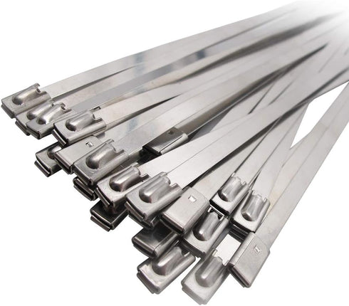 Superun Metal Zip Ties 5.9 Inch Stainless Steel Cable Ties 225 LBS Strength Tie Wrap Heavy Duty Exhaust Wrap Pack of 100 pcs...