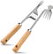 Stainless Steel Weed Puller 2 Pcs, Multifunction Weeder Puller, Wood Handle Hand Weeder Tool for Gardening, Shaped Light Duty Hand Weeder for Gard...
