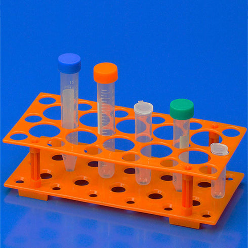Test Tube Rack, Centrifuge Tube Holder (2 Pack - Blue and Orange) for 10ml, 15ml, 50ml, Detachable Plastic Stand, 28 Well...