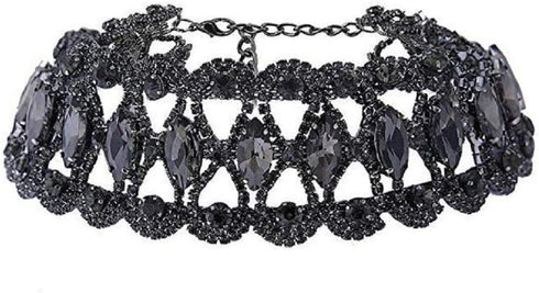 Sexy Rhinestone Choker Necklace for Women Dainty CZ Diamond Gem Chokers for Women - BLACK...