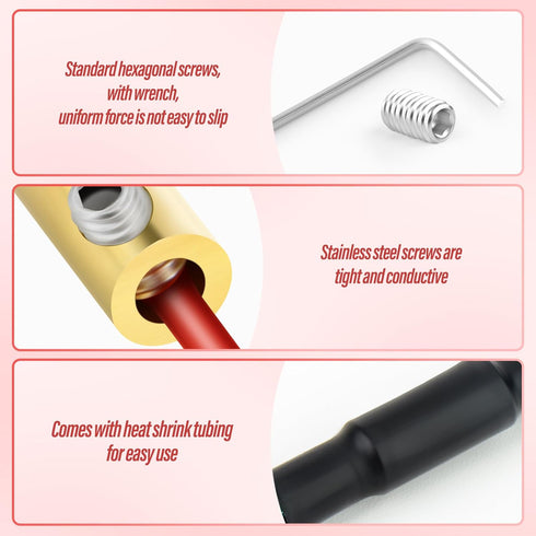 10PCS 10Awg 60A Quick Wiring Connection Terminal, Wire Connector with Set Screws and Thermoplastic Tube...