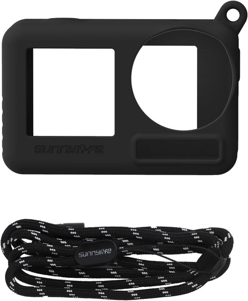 Osmo Action 3/4 Silicone Case Lanyard for DJI Action 4 Camera Accessories with Neck Strap, Waterproof Silicone Protective Case for Insta360 GO 3 C...