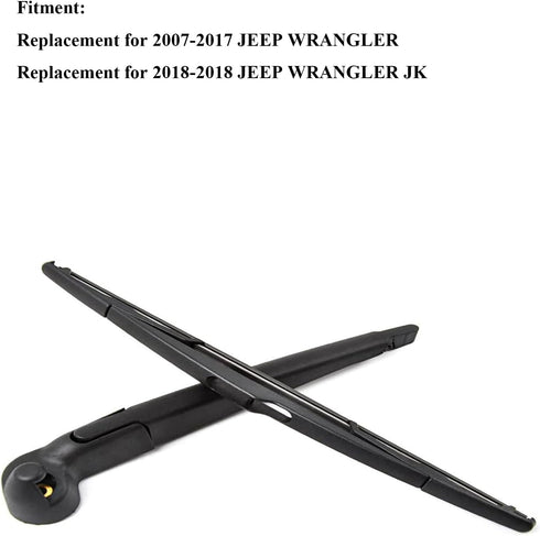 Rear Windshield Wiper Arm & Wiper Blade Set for Jeep Wrangler 2007-2017,Jeep Wrangler JK 2018-2018 Rear Windshield Back Wiper Arm Blade Replacemen...