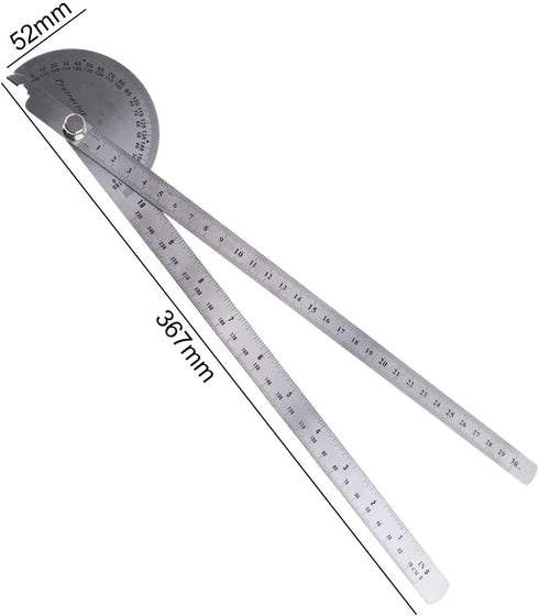 0-180 Degree Angle Finder, Stainless Steel Round Head Rotary Protractor Scale Angle Finder Adjustable Double-arm Ruler Angle, Finder Craftsman Rul...