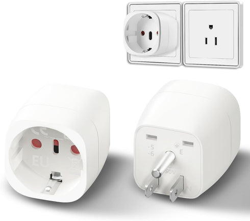 Europe to US Plug Adapter, OFOAEEA 2 Pack European to USA Plug Adapter, EU to US Plug Adapter, Europe to USA Travel Converter for EU Spain France ...