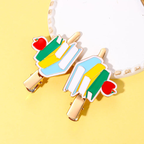 Back to School Hair Clips,Cute Schoolbag Book Hair Clips School Bus Hairpins Back-to-school Gifts Fun Hair Accessories for Teacher Students (Book)...
