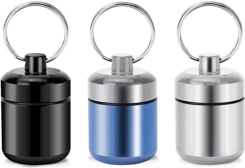 Pill Holder Keychain Container,Portable Aluminium Alloy Waterproof Pill Boxes for Purse Pocket,Small Pill Cases for Outdoor Travel Camping Daily U...