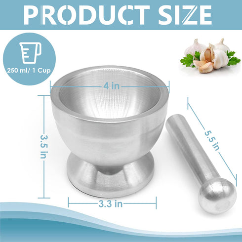 Stainless Steel Mortar and Pestle Set, Spices Grinder Pill Crusher with Silicone Protective Lid - Heavy Duty Mortar Pestle for Molcajete Herb Bowl...