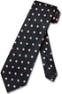 Vesuvio Napoli NeckTie BLACK w/Light PINK Polka Dots Design Men's Neck Tie...