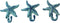 Starfish Cast Iron Wall Hooks Antique Blue - Set of 3 for Coats, Aprons, Hats, Towels, Pot Holders, More...