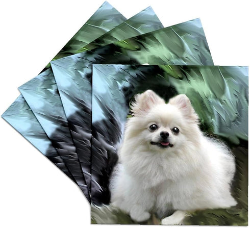 3dRose CST_4167_3 Pomeranian Ceramic Tile Coasters, Set of 4...
