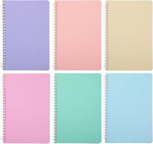 6 Pack A5 Spiral Lined Notebook Journal 120 Pages Ruled Notebooks Sketch Book Memo College (Dark Pink, Light Pink, Blue, Beige, Green, Purple, 6 P...