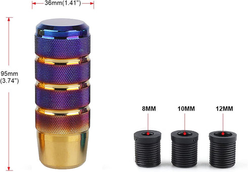 Shift Knob, 3.78" Aluminum Weighted Car Gear Shift Manual knobs with 3 Threaded Adapters M8 M10 M12 Fit Universal Manual Transmission Vehicle (Bur...