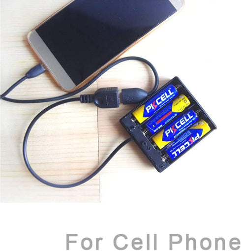 DGZZI USB Female Socket 4 AA Battery Case Box Holder with ON-Off Switch...