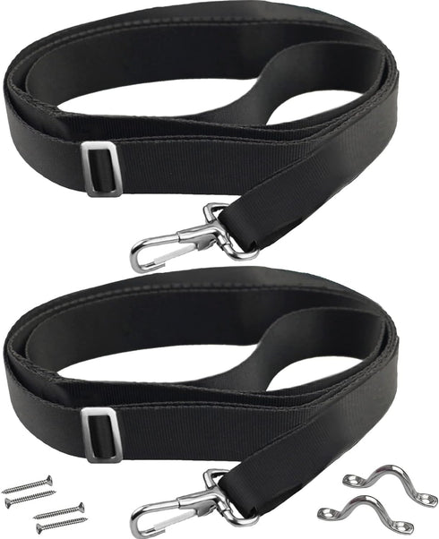 2 Pack Bimini Boat Top Straps, Heavy Duty Adjustable Straps with Hooks 28"~60" Awning Marine Webbing Boat Canopy Straps w/ 2 Stainless Steel Pad E...