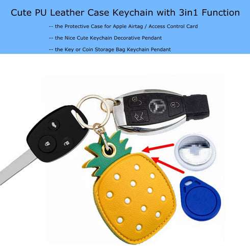 2 Pack 3in1 Cartoon Protective Case for Airtag Cover Samsung Galaxy SmartTag Cases Tile Keychain (1 Avocado & 1 Pineapple)...