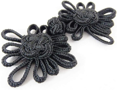 Chinese Frogs Button Closures Hook & Eye Fastener - Sewing Quilting Renaissance Dance Hawaiian Bridal Costumes Outfit Drapery Home Decor-Black -4"...