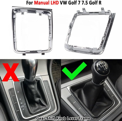 Hacreyatu for VW Manual Golf 7 7.5 Golf R Left Driving Gear Shift Knob Lever Gear Stick Frame Bracket Circle Shift Knob 5GG713203A...