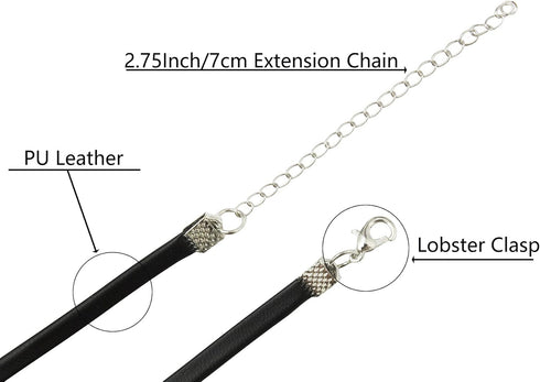 Simple Black Punk Style PU Leather Choker Adjustable Length Necklace with Chain for Women Wedding Birthday Party Club Jewelry...