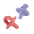 Nuby 3-D Sili Soother Pacifiers with Soft Handle and Two Safety Air Holes, 2 Pack, 0+ Months, Purple Bow and Pink Flowers...