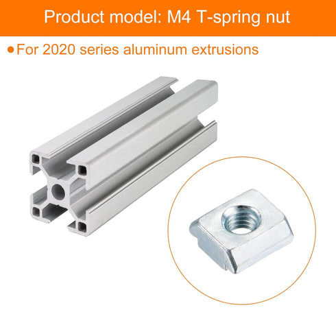 uxcell 60Pcs M4 T Nut Tee Sliding Slot Nuts, T-Slot Nut Hammer Nut Block Square Nuts Fastener Carbon Steel Nickel Plated for Aluminum Extrusion Pr...